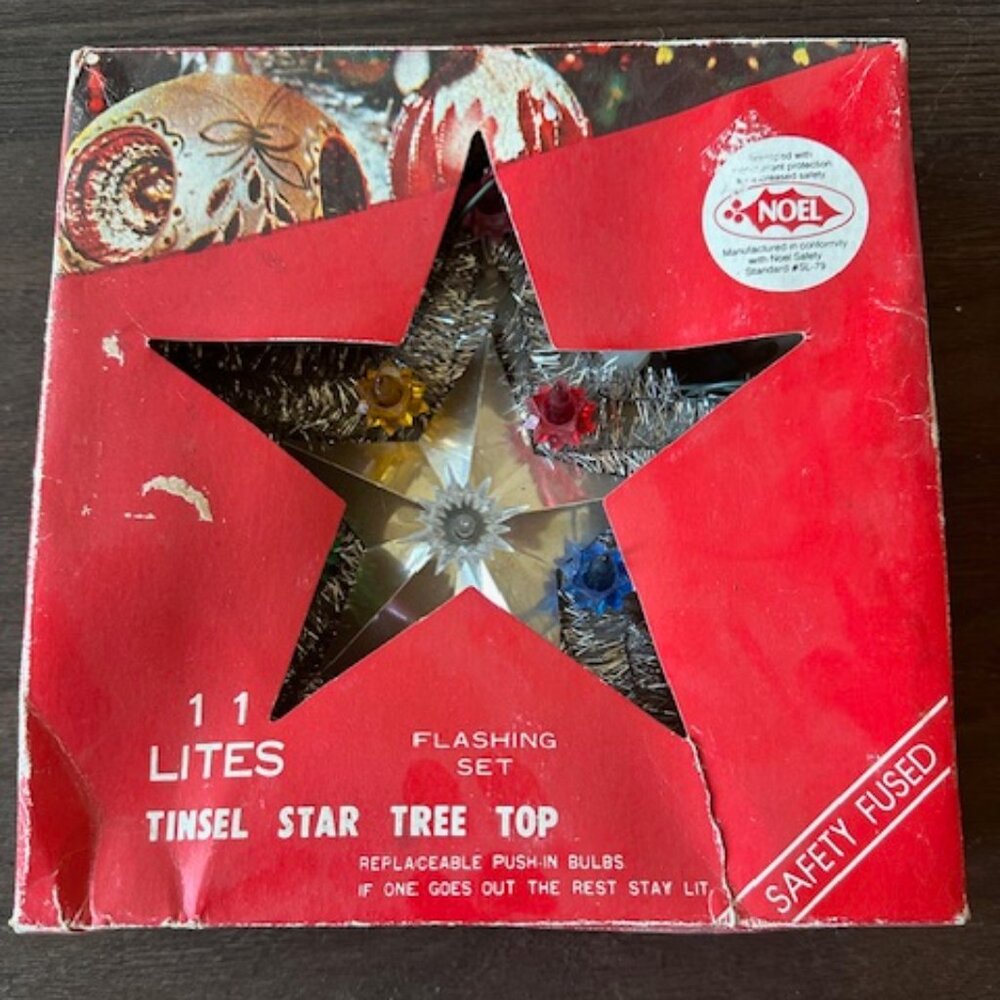 Vintage Silver Tinsel Lighted Treetop Star - TG&Y Okc